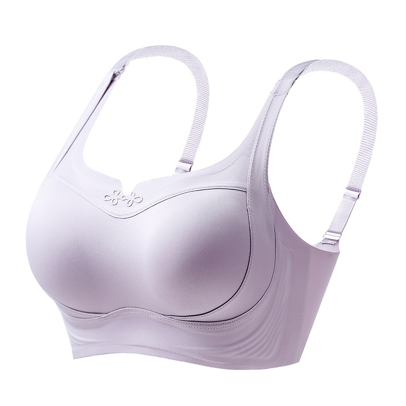 Soft Support Non-Traceless Underwear Women's Gathering Anti-sagging Fixed Cup Jelly Lace Bra with Big Breast and Small Breast