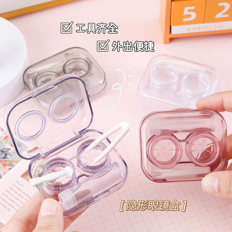Visible Transparent Contact Lens Box, Cute Bow Contact Lens Box, Girl Companion Box, Double Box, Portable Care Box