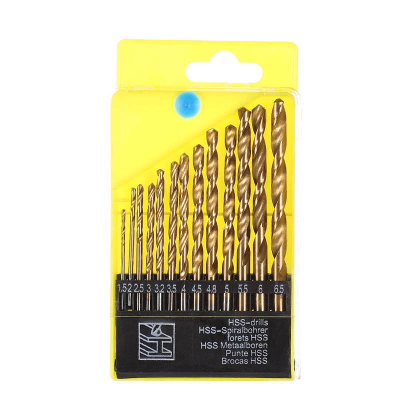 Household 19-Piece Set Hss High-Speed Steel Twist Drill Plastic Box Set Straight Handle Extended High Hardness Cobalt-Containing Twist Drill