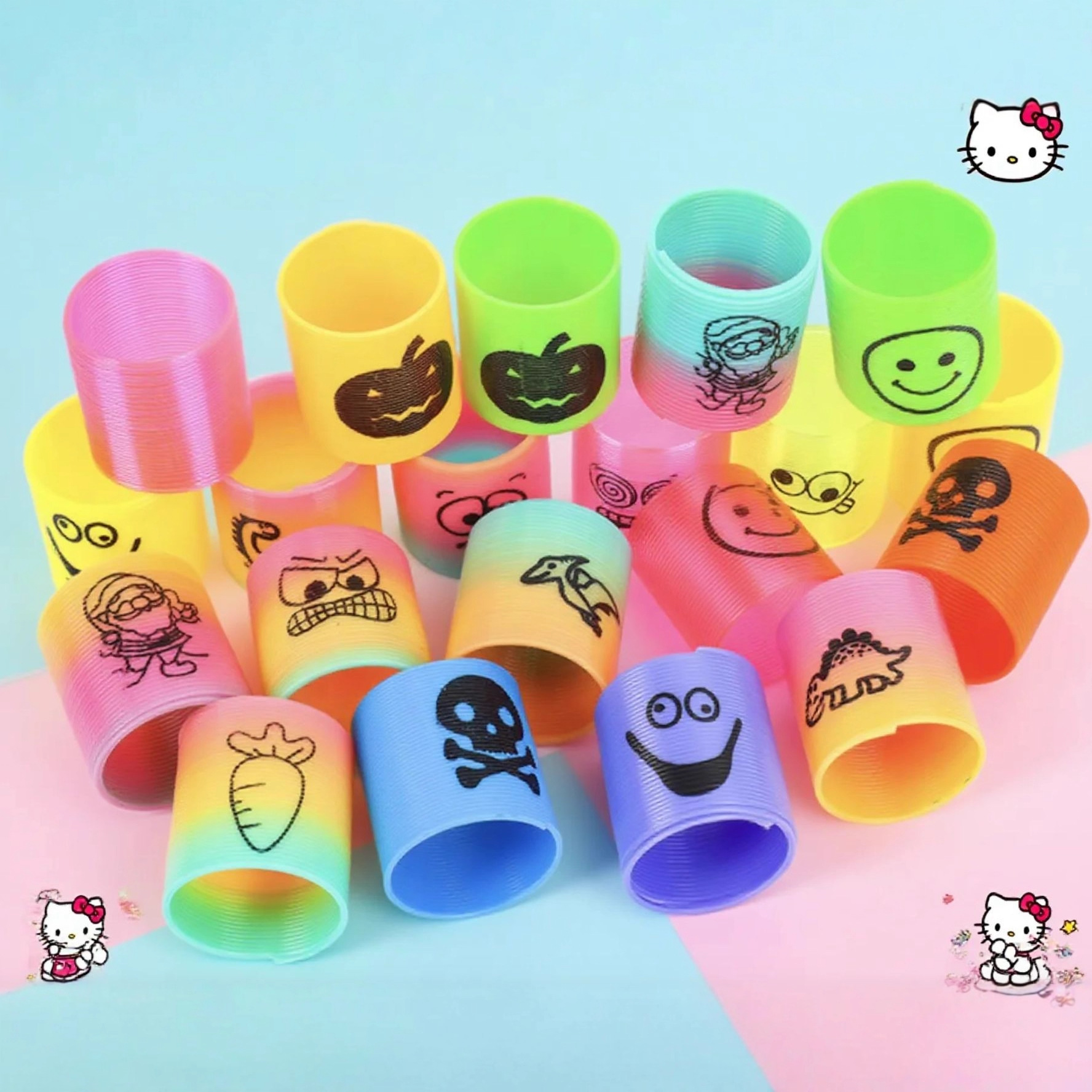 Производитель магический радуга круг мини улыбающееся лицо различные размеры сложенный эластичный круг цветные ностальгические детские игрушки оптовая продажа