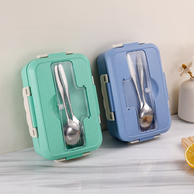 Cross-border Wheat Straw Lunch Box Japanese-style Split Insulation Box for Students and Office workers Outdoor Sealed Lunch Box Lunch Box Lunch Box