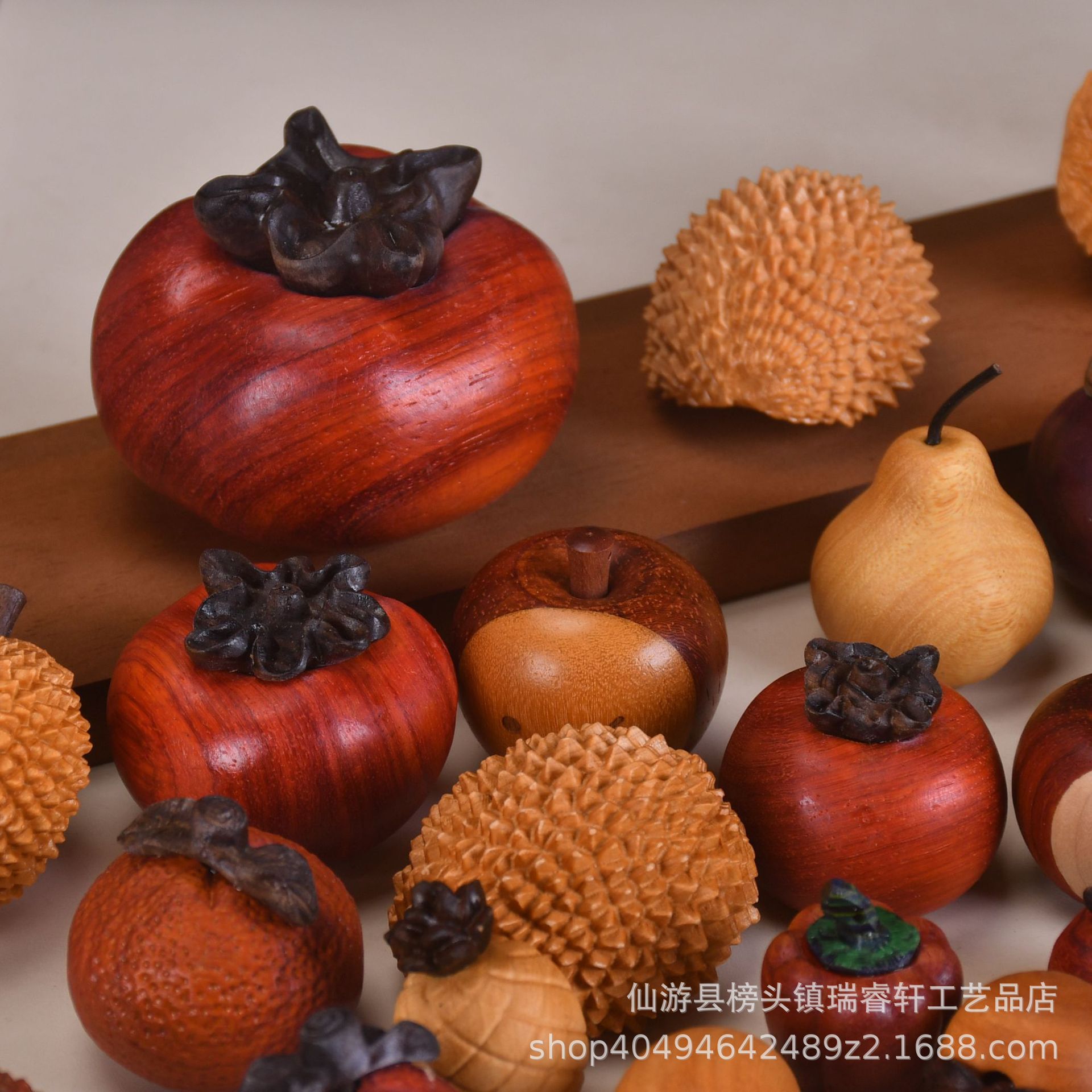 Large Collection of Wood Carving Fruits, Apples, Mangosteen, Persimmons, Pears, Pumpkins, Eggplants, DIY Accessories, Pendants, Kidsren's Gifts Wholesale