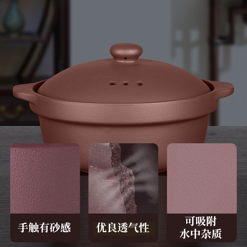 Wholesale Yixing Purple Clay Pot for Soup, Open Flame, High Temperature Resistant, Unglazed, Uncoated, Purple Clay Clay Pot for Rice, Purple Clay Shallow Mouth, High Temperature Resistant