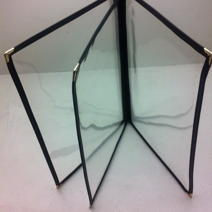 западный стиль, прозрачное меню A4, ПВХ, папка для заказов, прайс-лист, 3 листа, 6 сторон