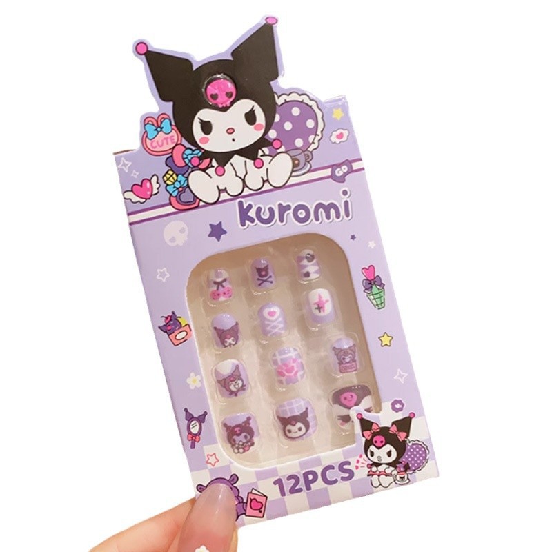 Sanrio Children's Nail Stickers for Girls, Cute and Fun Nail Art, Student Nail Pieces, Sweet Nail Pieces, Children's Wearable Nails