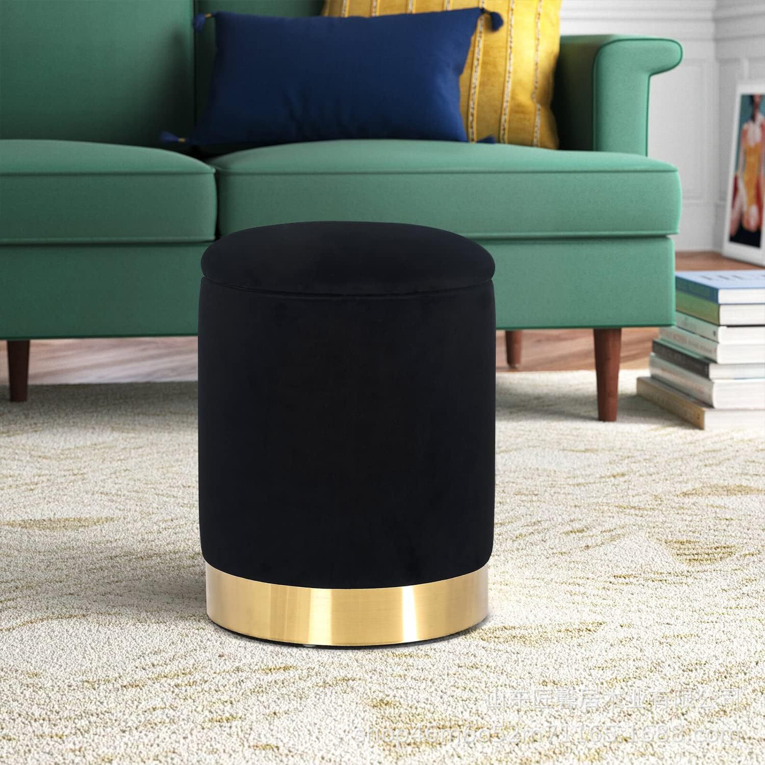 Легкий роскошный круглый туалетный стул, современный стул для смены обуви в гостиной, круглый стул с золотой окантовкой, макияжный стул