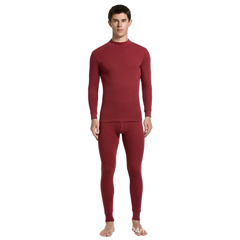 100% Cotton Autumn Clothes and Long Pants for Men, Antibacterial Pure Cotton Intimates Set, Line Clothes and Pants, Warm Base Layer Pants for Men, Large Size