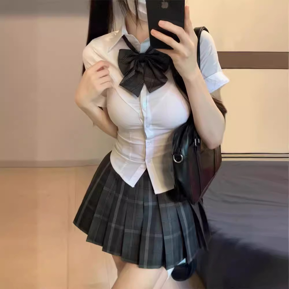 jk униформа облегающая рубашка топ короткий рукав оригинальный подлинный академический стиль облегающая белая рубашка Spice suit