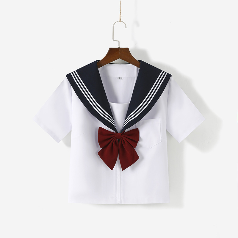 Manufacturer Supplies Captain Collar White Three Sailor Uniform Jk Uniform Long-Sleeved Spring & Fall Preppy Style Pleated Skirt Suit