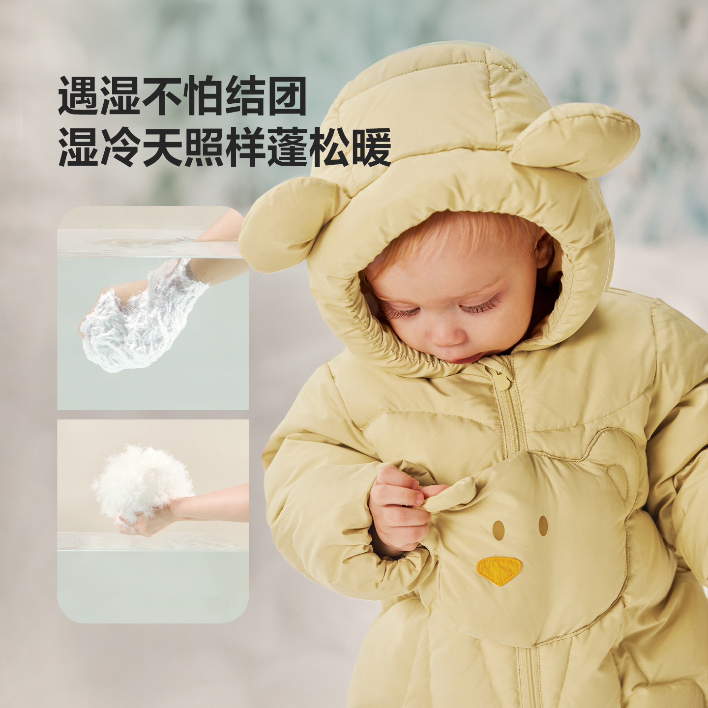 Baby down Jacket, Kidsren's Crawling Suit, Cold-Resistant, Thickeneded and Warm, Three-Proof Winter down Jumpsuit, Baby Outing Suit