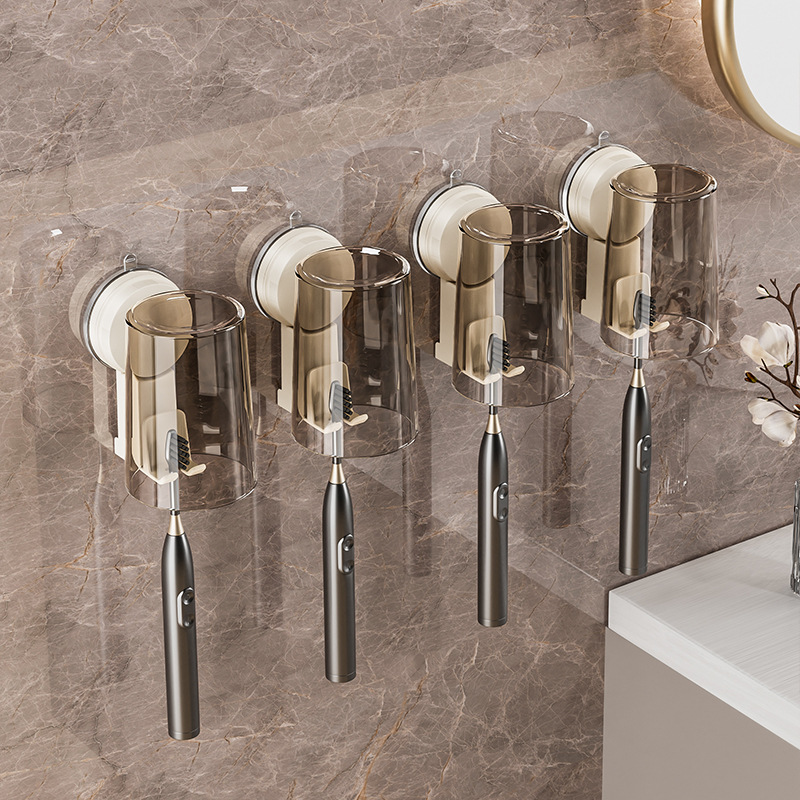 Toilet Suction Cup Toothbrush Storage Rack Wall-mounted Bathroom Storage Tooth Cup Mouthwash Cup Electric Toothbrush Toothpaste Rack