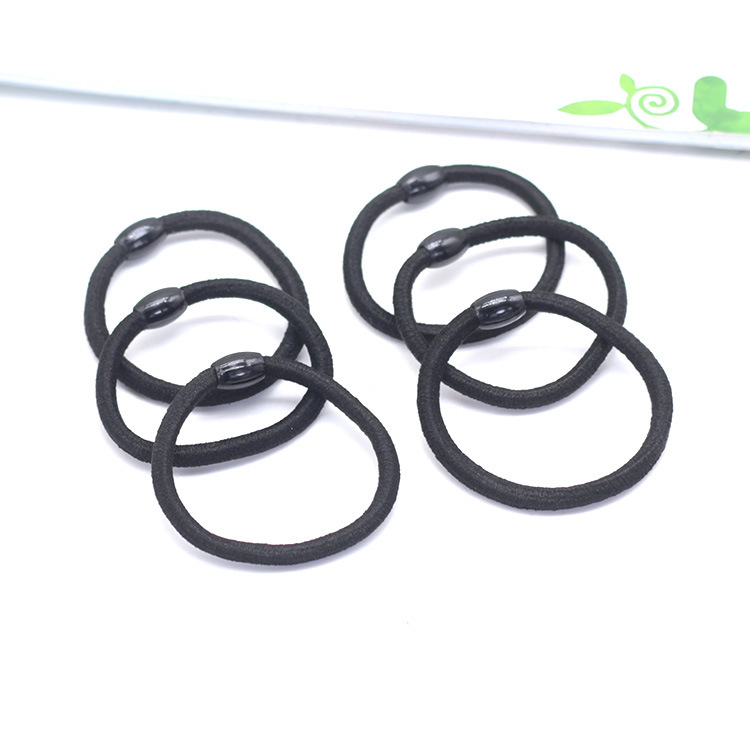 High elastic hair ring 04 black beads hair rope simple durable black head rope hair rubber band manufacturers wholesale jewelry