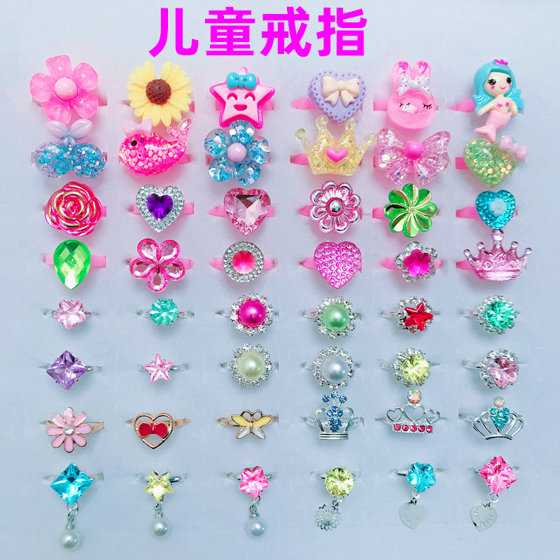 Детское кольцо из смолы в корейском стиле с мультяшным дизайном, кольцо из сплава и пластика с ринestones, игрушка для девочки