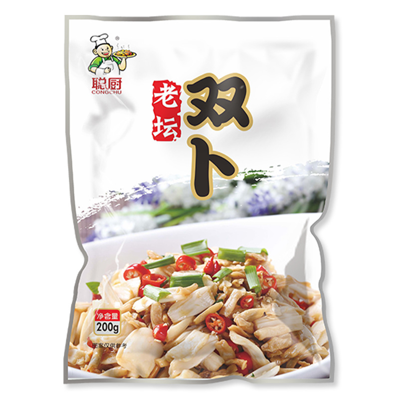 Congchu Laotan Shuangbu 200g Hunan Specialty Side Dish Honghu Pickled Pepper Lotus Root Strips and Lotus Root Tips Semi-Finished Ingredients Hunan Flavor
