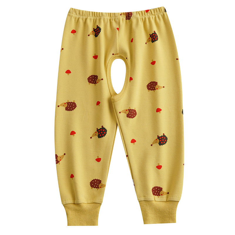 Hao Beibi Baby Open Crotch Pants Summer Thin Pajama Pants Air Conditioning High Waist Belly Pants to Prevent Cold A Cotton