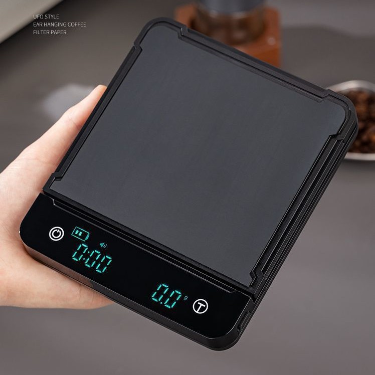 Full Waterproof Scale Intelligent Hand Coffee Scale Electronic Scale Chronograph Kitchen Scale Black 3kg 0.1 Food Baking Scale