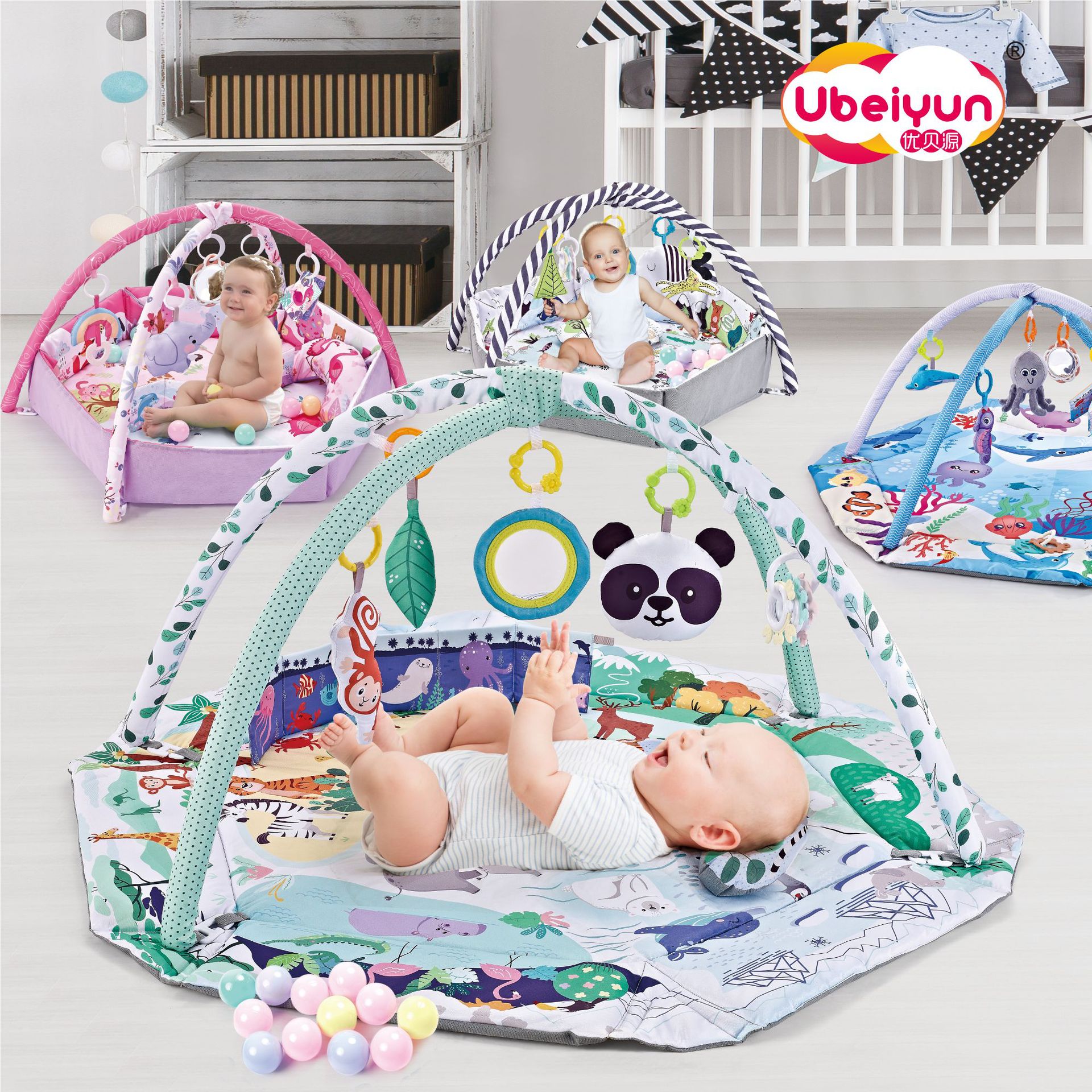 Фитнес-рамка для малышей с шестигранным ограждением, игровой коврик, игрушка для новорожденных, популярная распродажа на Amazon