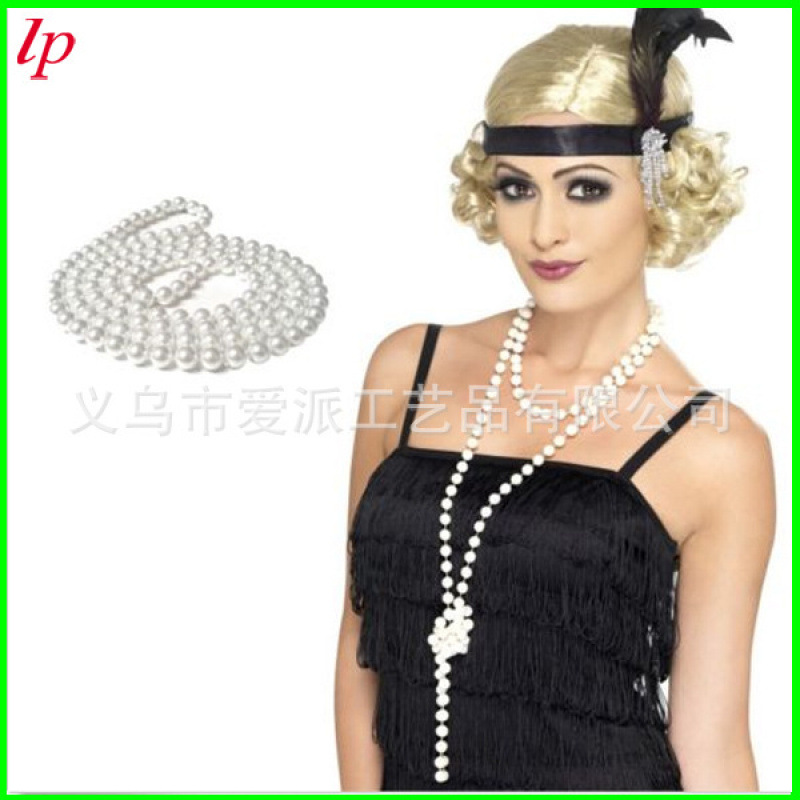 1920S Flapper Girl Bachelorette Party Necklace 180cm Pearl Necklace Bachelorette Party Necklace