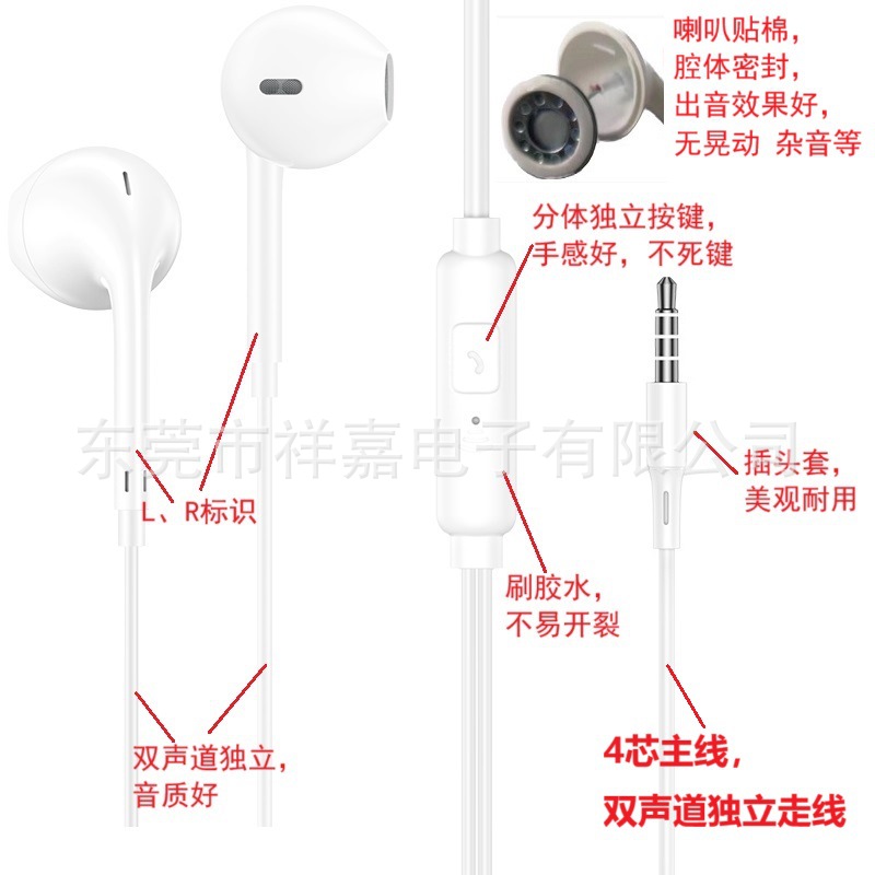 Factory Wholesale Typec Digital Wired Headphones For Apple Headphones Huawei oppovivo Flat Head Headphones