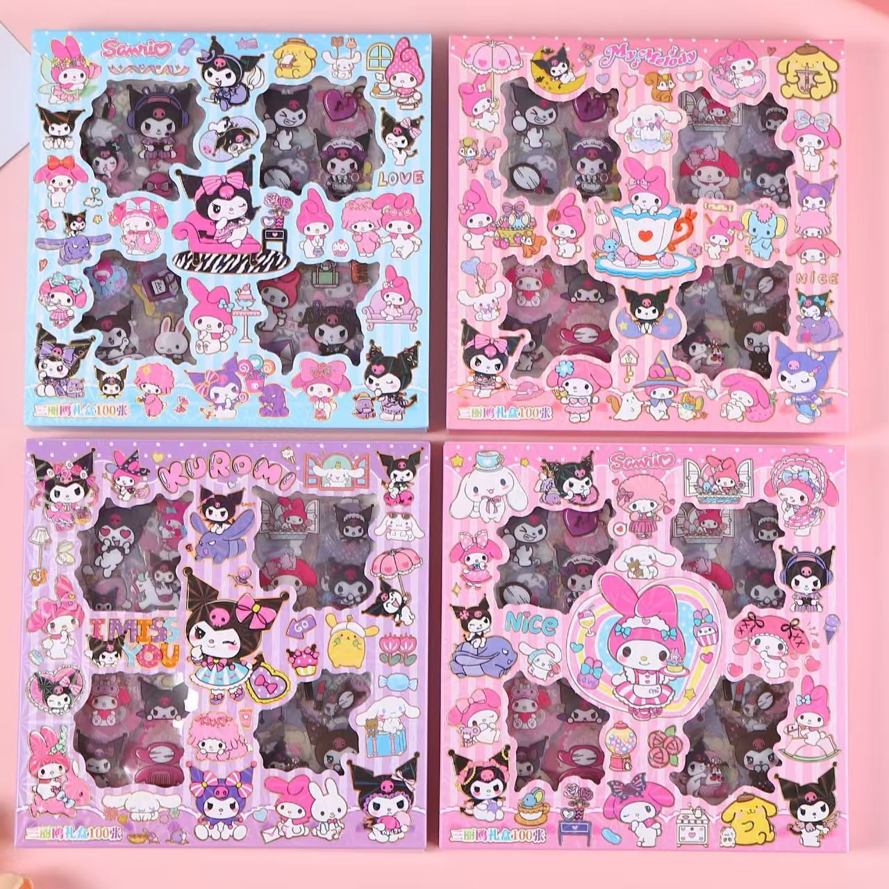 Живое предложение упакованных мультяшных 100 Наклеек для журналов Бутique Поставка Прозрачный ПВХ Набор для журналов Оптовая продажа