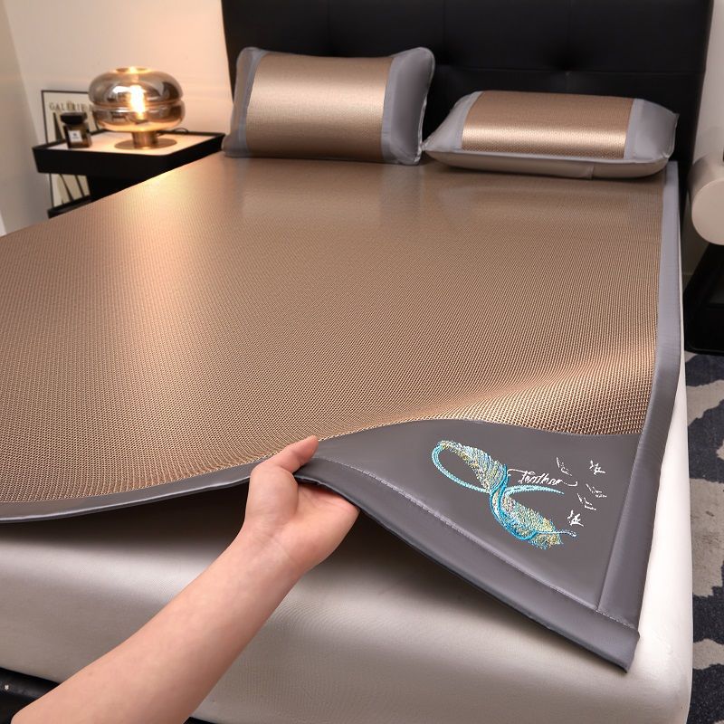 Cooling Mat 1.5m Household Three-Piece Set Ice Silk Cooling Mat Thickened Rattan Mat 1.8m Student Dormitory 0.6m Cross-Border E-Commerce