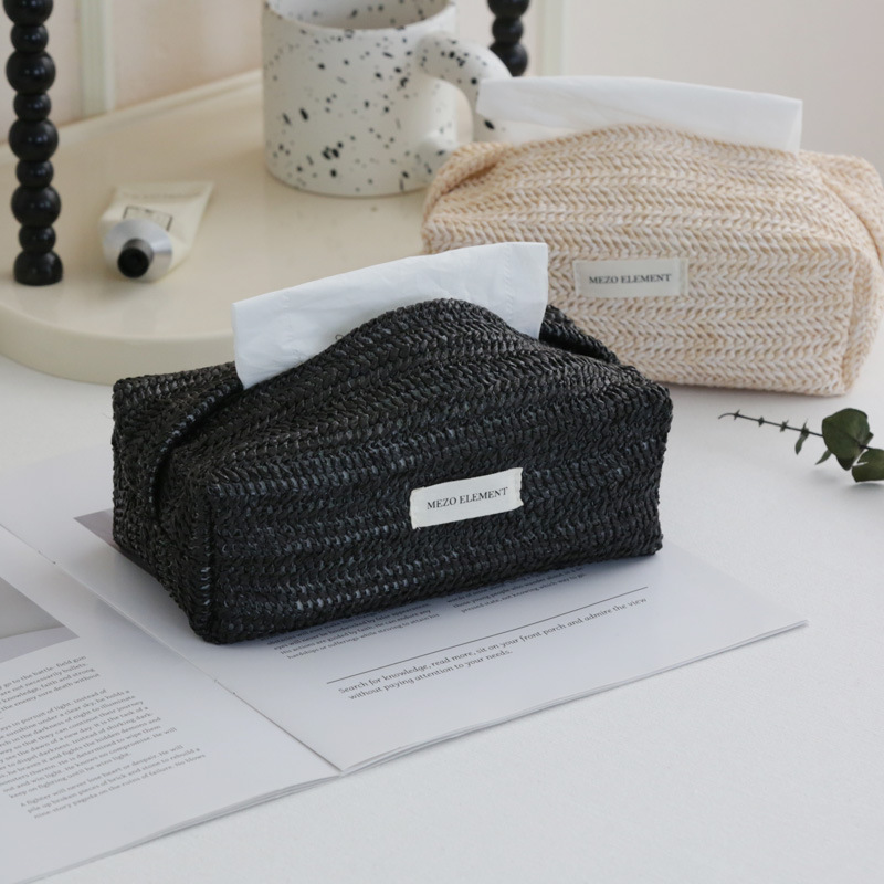 Beautiful Elements Nordic Ins Style Middle Ancient Double-Layer Hand-Woven Tablecloth Paper Box Household Tissue Bag Paper Bag