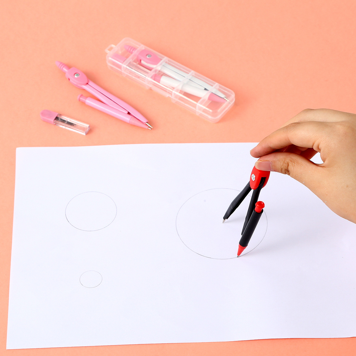 New Color Matching Replacement Core Compass Set for Primary and Secondary School Students Mathematics Drawing Tools Junior High School Students Stationery Prizes