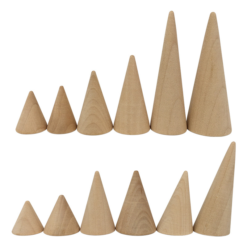 Wooden Cone Ring Holder Jewelry Display Jewelry Display Stand Jewelry Storage Counter Props