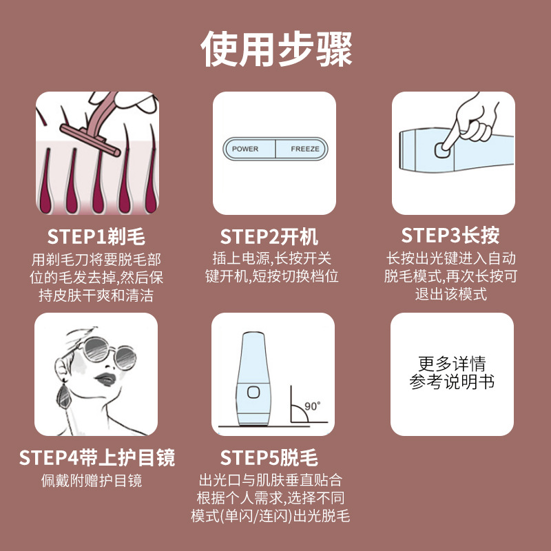 Spot Cross-Border Household Hair Removal Device, Whole Body Private Part, Armpit Handheld Pulse Photon Does Not Hurt the Skin, Freezing Point Hair Removal Device