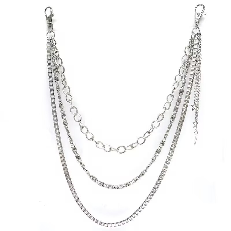 Cross-Border Five-Pointed Star Metal Pendant Waist Chain Ins Style Multi-Layer Chain Trouser Chain Personalized Clothing Accessories