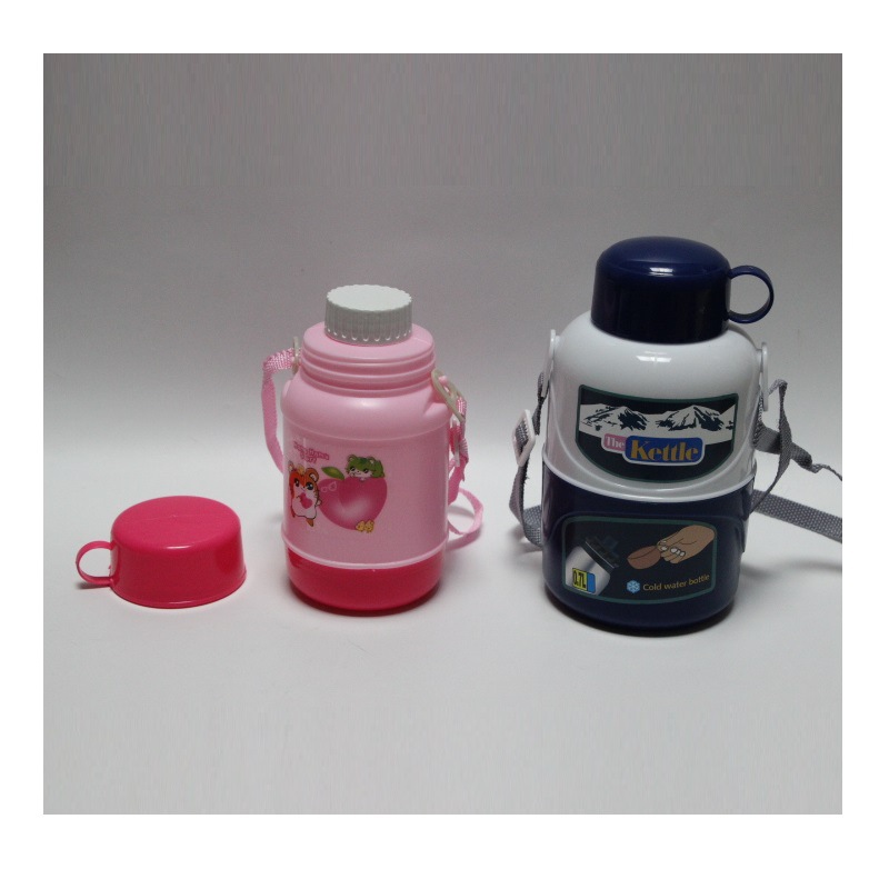 Export Products Single Shoulder Back Children's Kettle Cartoon Water Cup Plastic Outdoor Sports Kettle with Water Cup