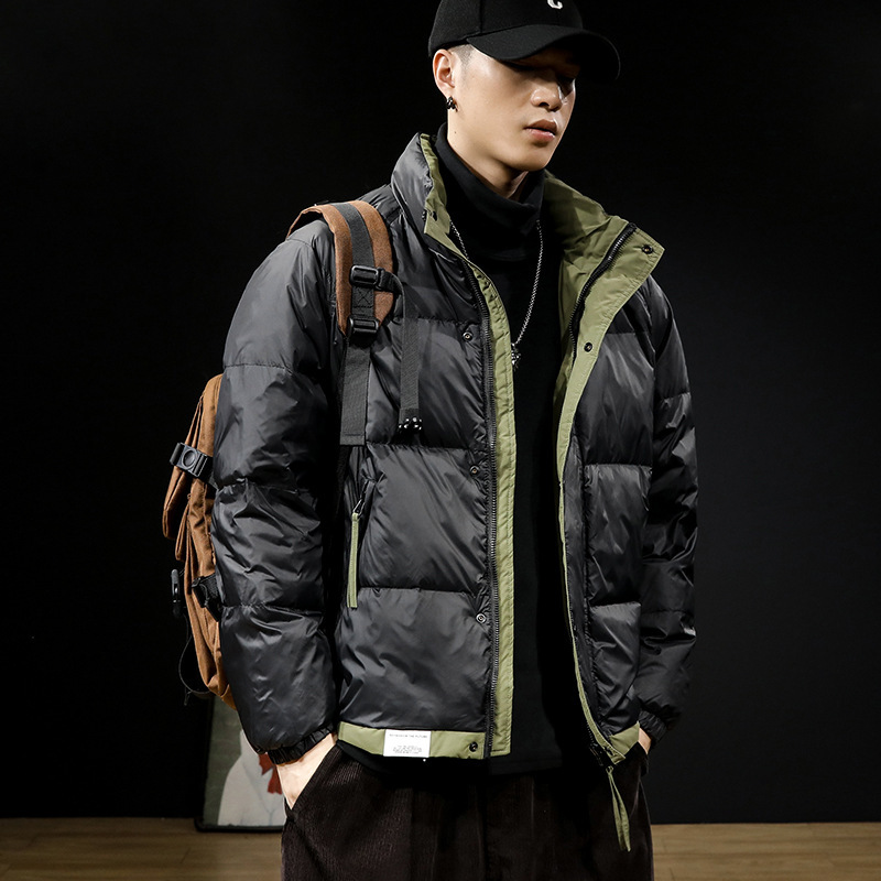 Зимняя короткая куртка из пуха для мужчин, новая американская модная марка 2025 года, 90% белый утиный пух, утолщенная теплая одежда