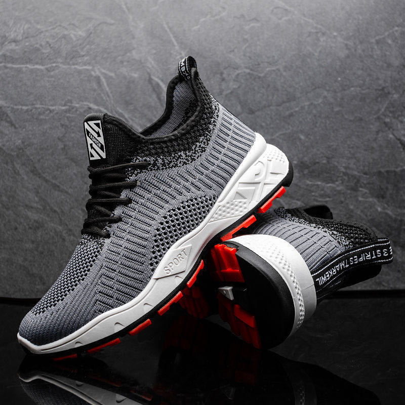 2023 foreign trade new spring Korean fashion casual shoes men's sneaker mesh fly woven sports running shoes