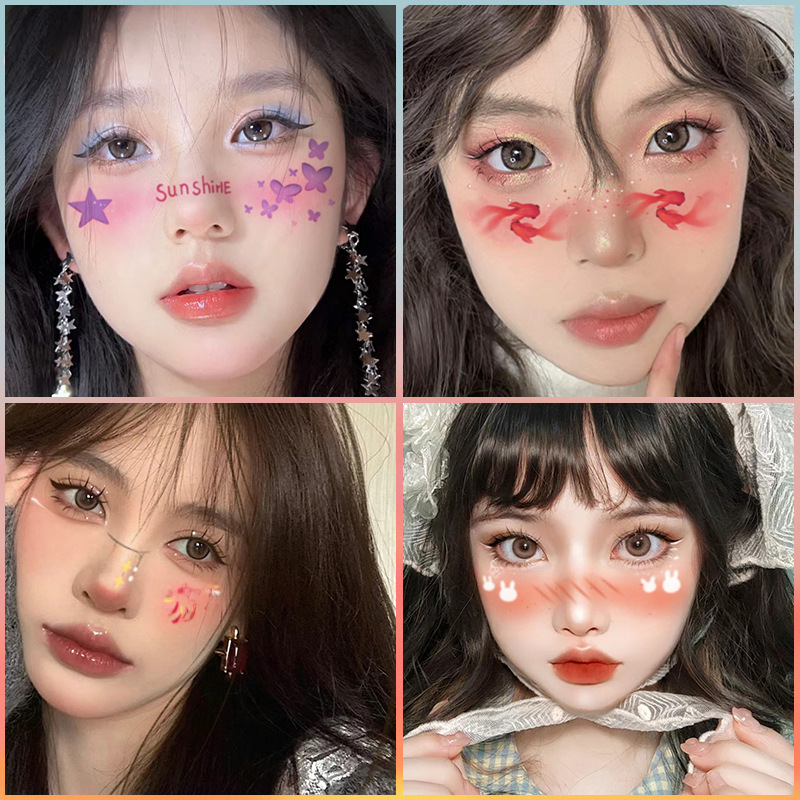 New Year's Day girl cute face makeup New year new year Creative face stickers love blush cute makeup stickers tattoo stickers