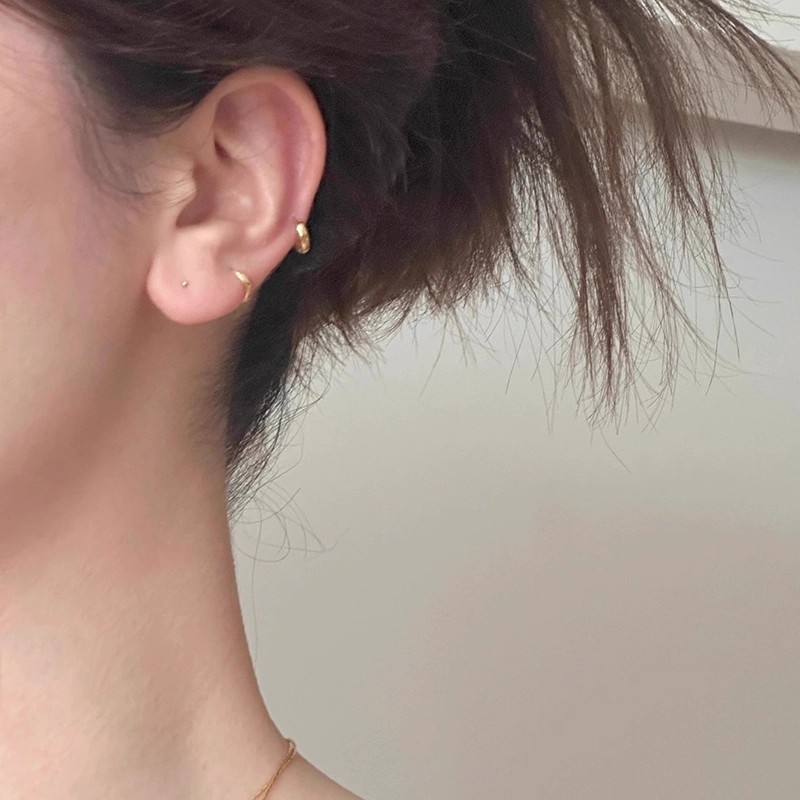 Sleeping Without Removing, Small and Exquisite Plain Hoop Earrings, Ear Bone Rings, 925 Silver Needles, Niche High-End Design, Versatile Ear Buckles