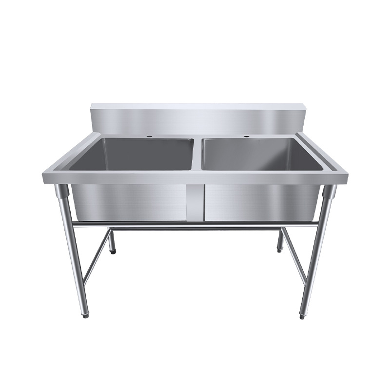 Stainless Steel Sink Commercial Dishwashing Basin Single-Slot Double-Slot Triple-Slot Kitchen Sink with Bracket Thickened Commercial Use