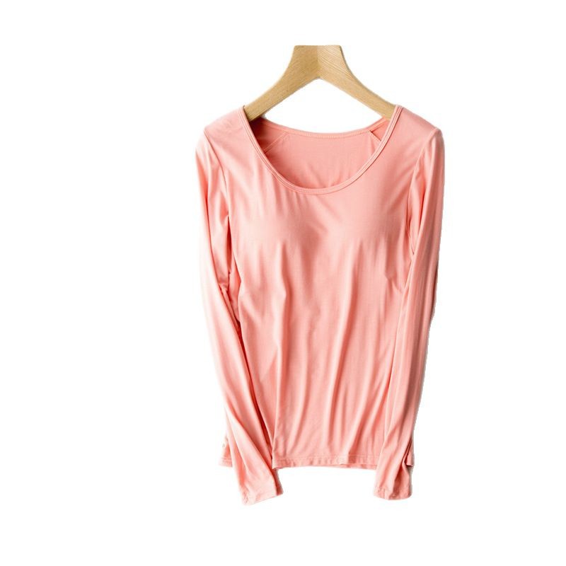 Modal with chest pad long sleeve BRA-t bottoming shirt T-shirt bra cup integrated sports yoga factory wholesale