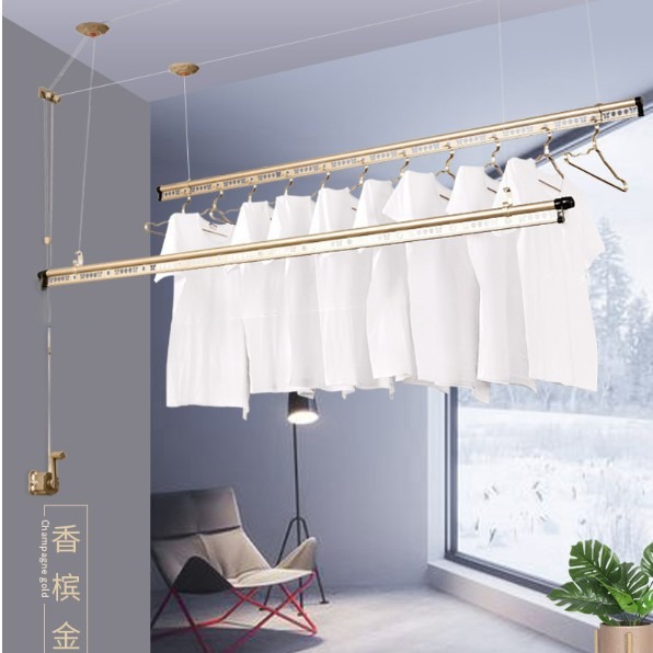 Балконная сушилка с ручным подъемом, двойная штанга, утолщенная сушилка для одежды, многофункциональная сушилка для одинарной и двойной штанги