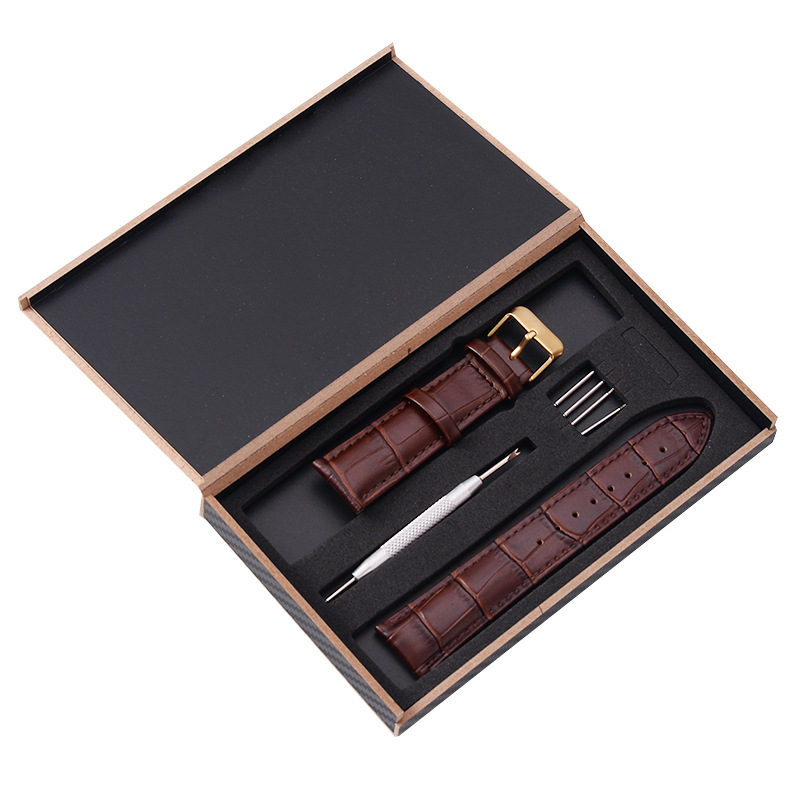 Ремешок для часов из натуральной кожи коровьей кожи первого слоя с пряжкой для мужчин и женщин, подарочная коробка, бамбуковая текстура, телячья кожа, на складе