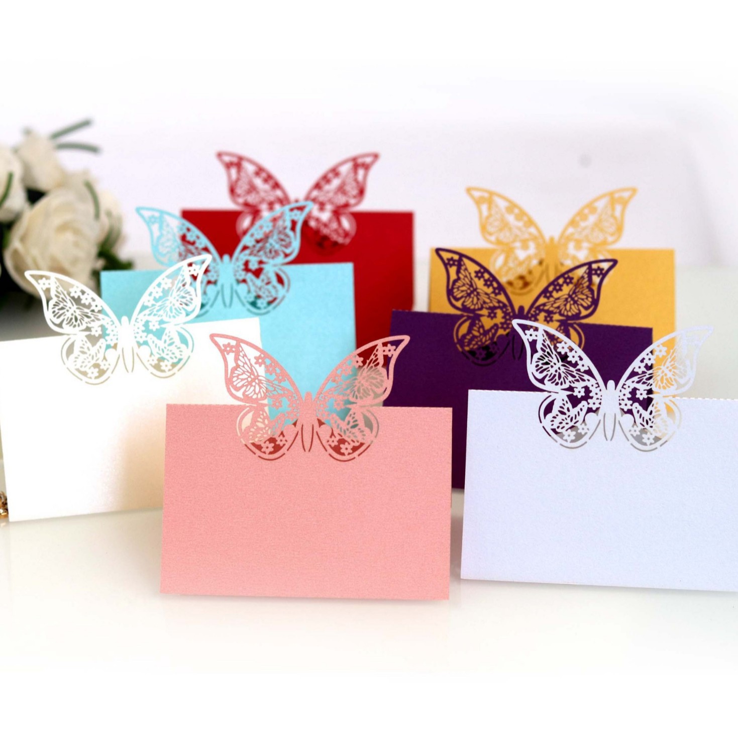 Cross-Border Dropshipping Three-Dimensional Hollow Butterfly Table Card Seat Card Name Sign-In Table Wedding Card Zhejiang Factory Wholesale