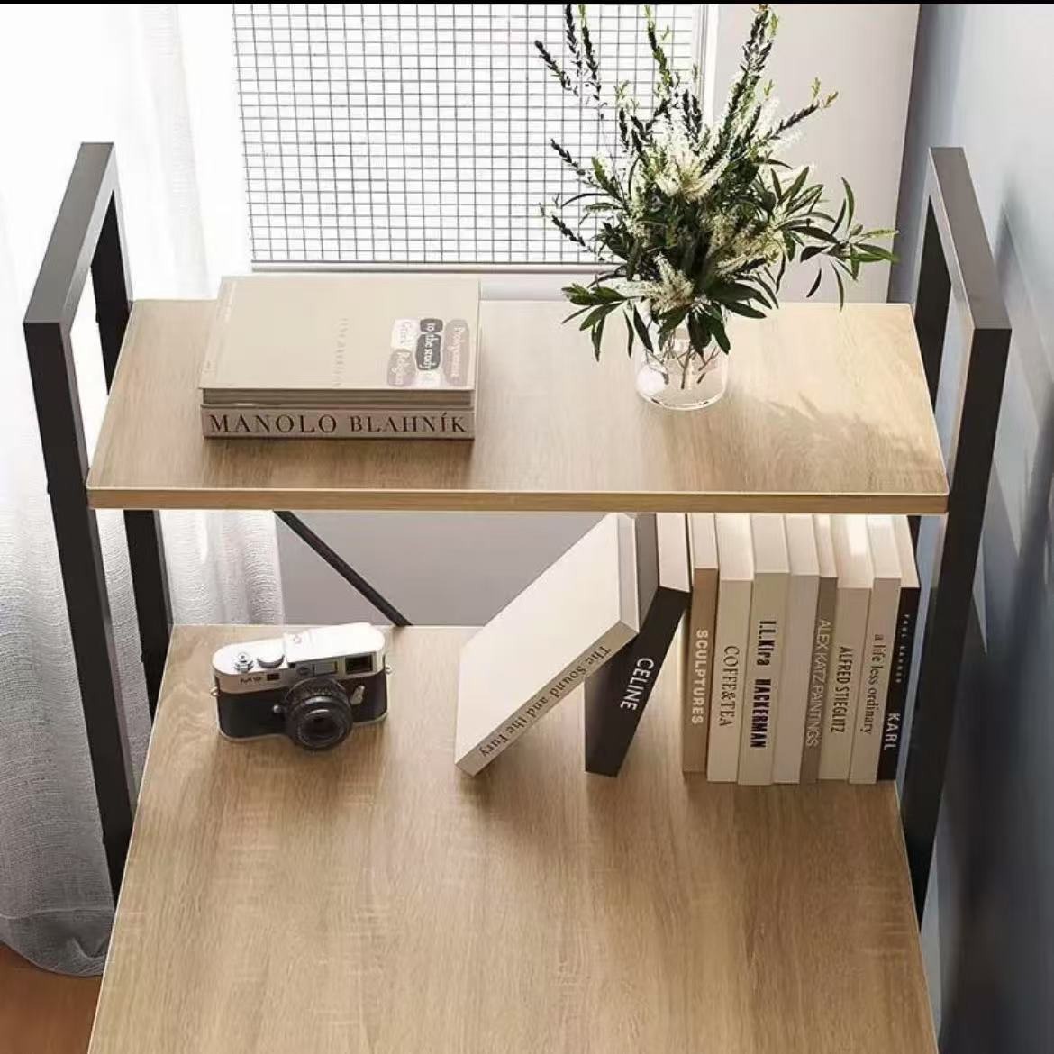 Computer Desk Elevated Shelf Floating Desktop Monitor Stand Elevated Storage Rack Study Desk