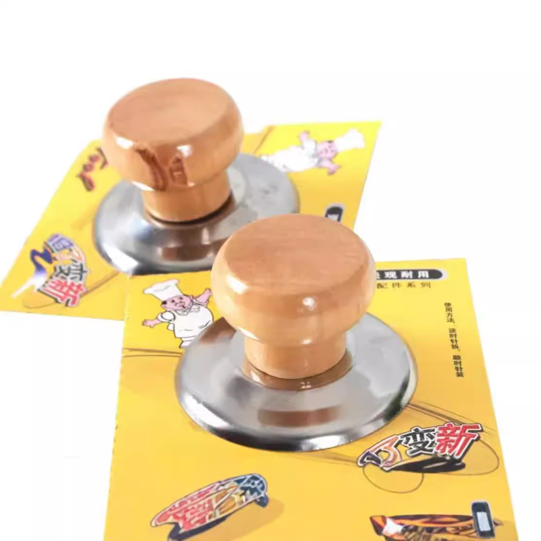 Деревянная крышка с нержавеющей стальной верхней бусиной, противоожоговая универсальная крышка, ручка для кастрюли, кухонные аксессуары