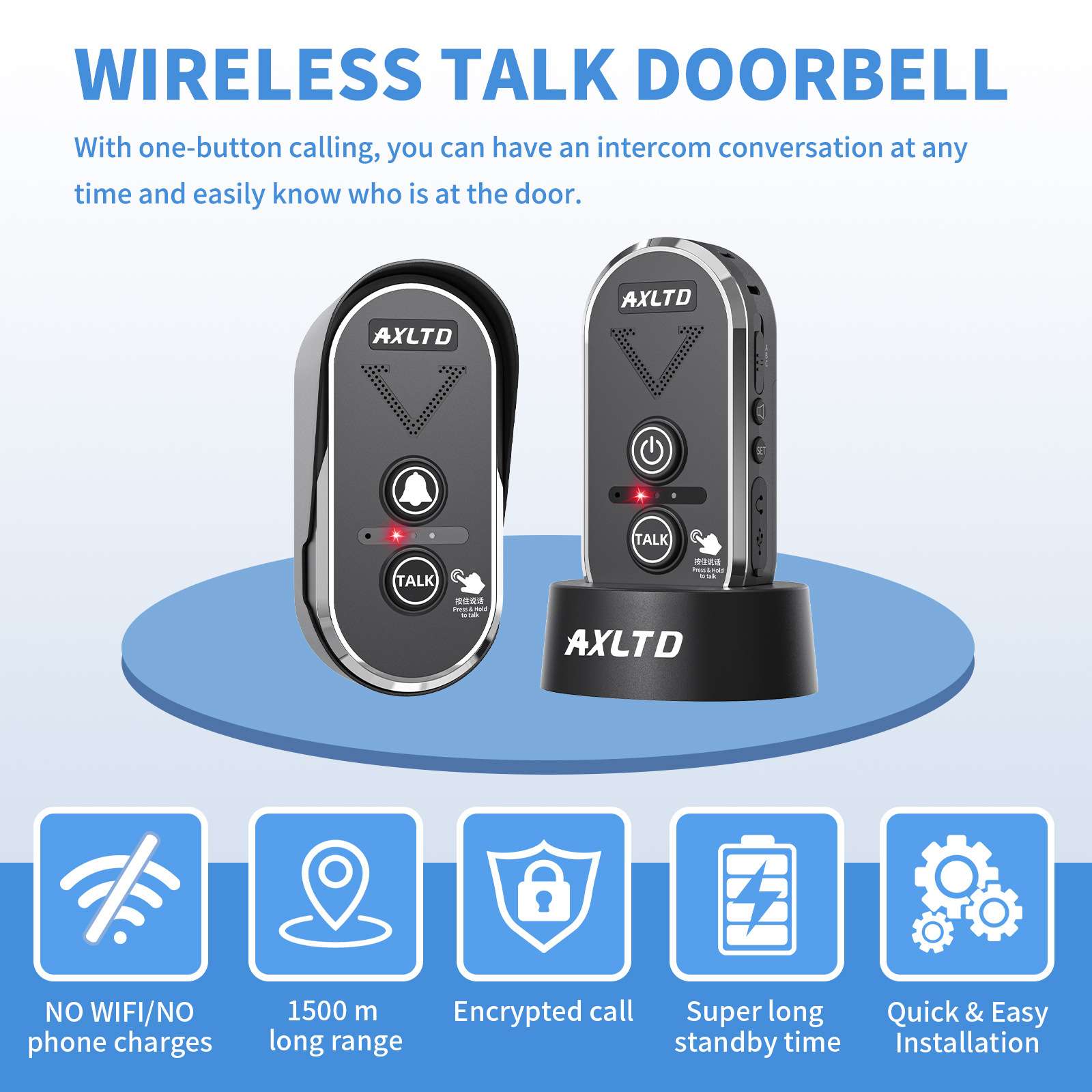 Cross-Border Wireless Voice Intercom Doorbell Telephone Call System Building Pager Home Commercial Non-Visual Smart