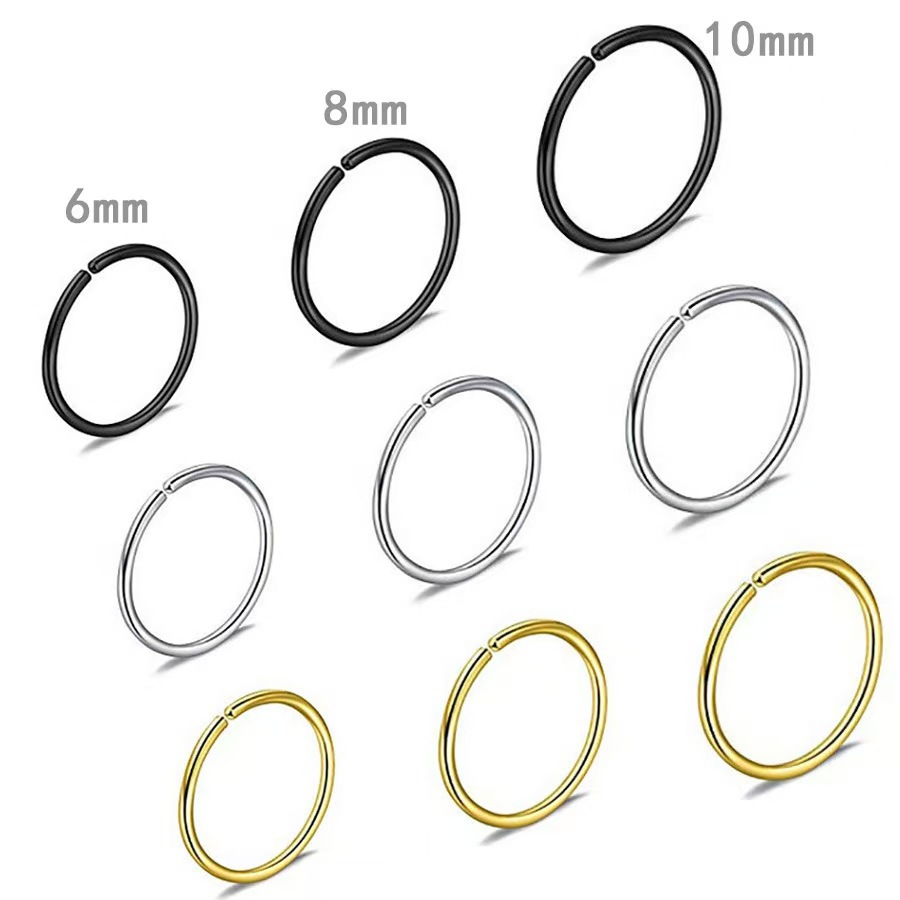 Factory In-Stock Cross-Border 316 Stainless Steel Nose Rings, Nose Studs, Ear Bone Studs, Ear Studs, Lip Rings, Lip Studs, Jewelry, Round Head Hoops