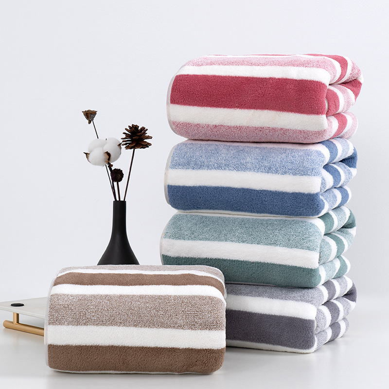 Factory wholesale coral fleece wide edge large towel bath towel suit soft and delicate bath care home towel