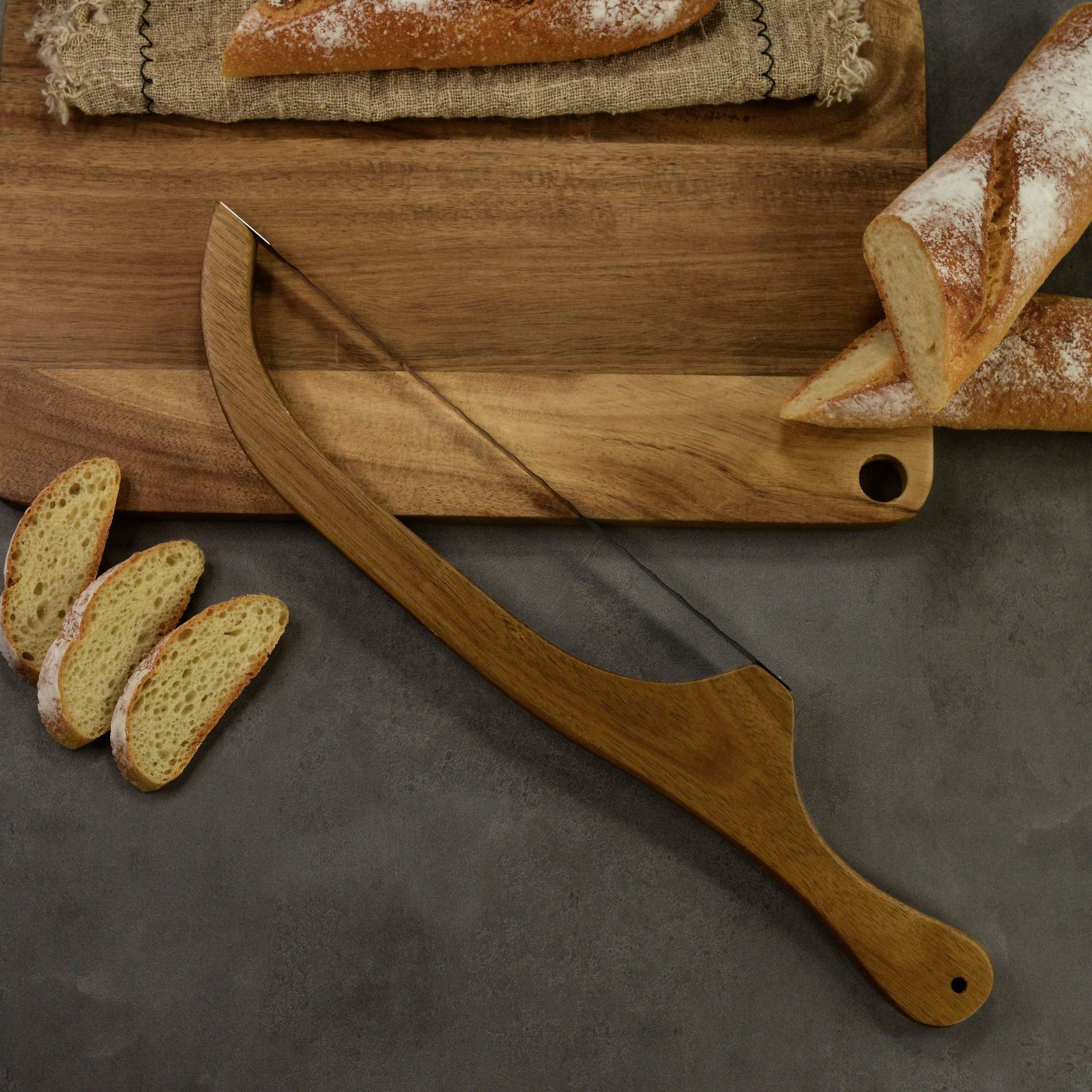 Bread Slicer Wooden Bread Knife Toast Saw Bread Cutting Toast Saw Simple Noodle Knife Cutting Utensil French stick