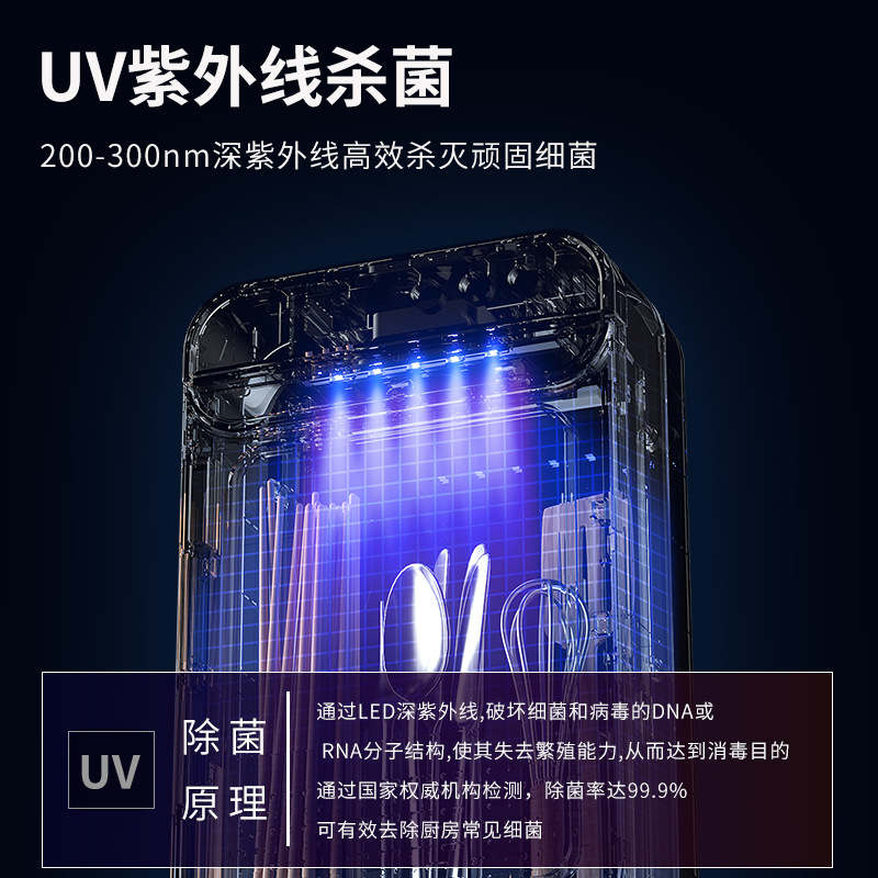 Rechargeable Model - Household Disinfection Machine Chopstick Holder Kitchen Storage Chopstick Basket Drying Rack Dustproof Cover