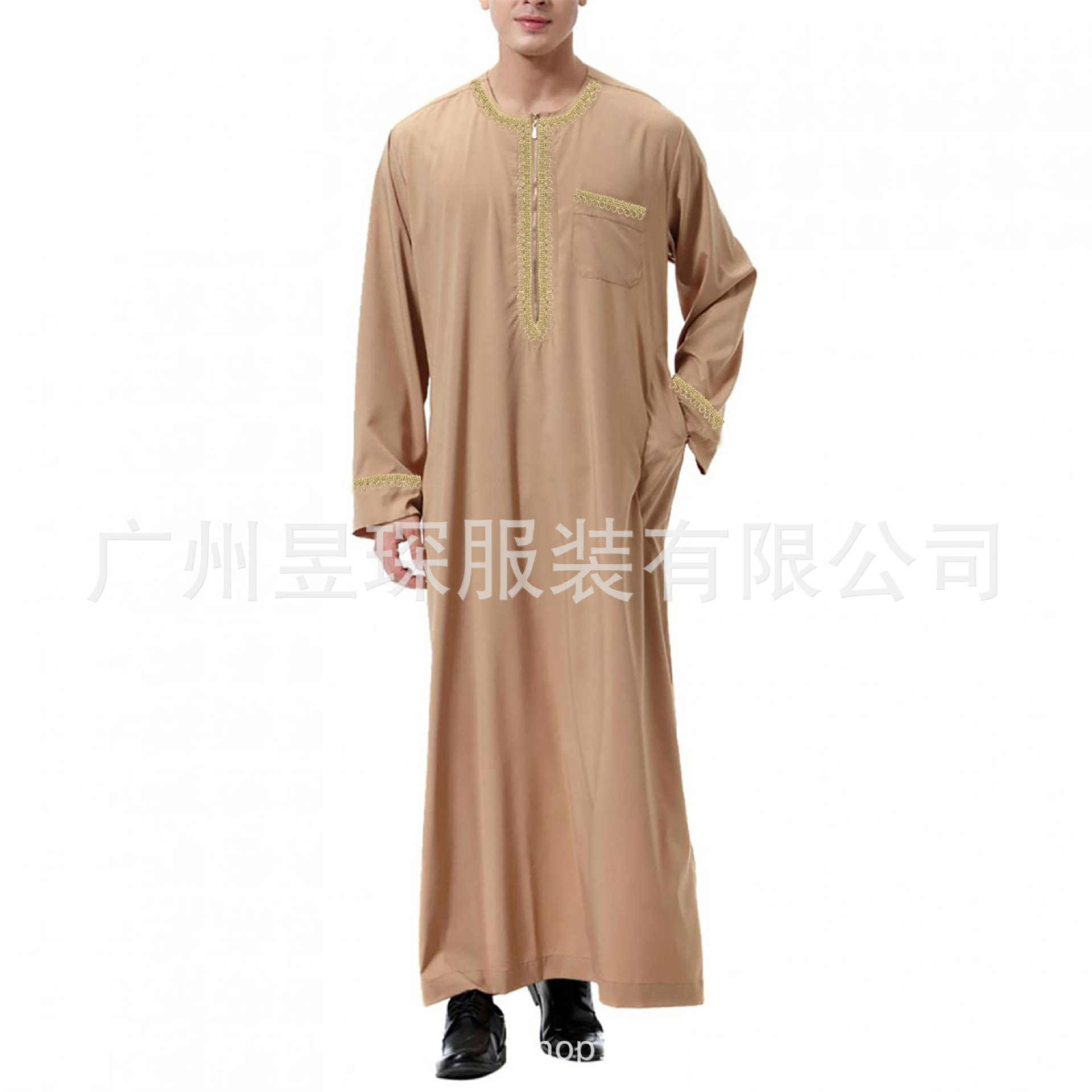 2023 New Muslim Middle Eastern Arabic Abaya Men's Round Neck Hot Selling Clothing