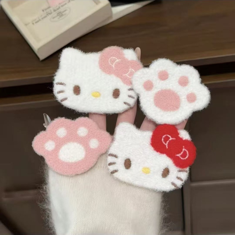 Супер милый патч для челки с кошкой Кт, кашемировый патч, мультяшная заколка, универсальный патч для волос осенью и зимой