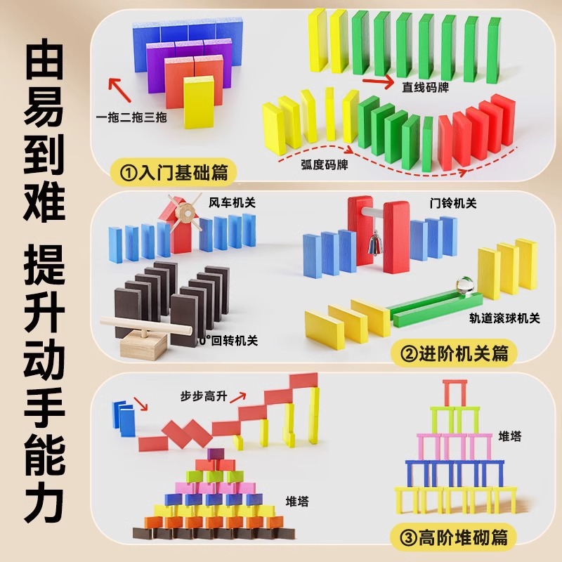 Domino Model Children's Educational Non-Toy Large Building Blocks for Boys and Girls, Special for Elementary School Competitions, Gift